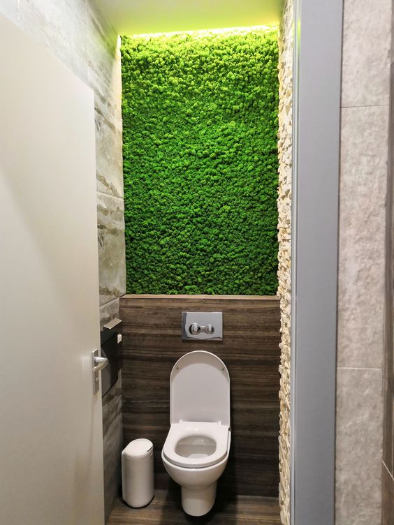 toilette avec décoration écologique en plante