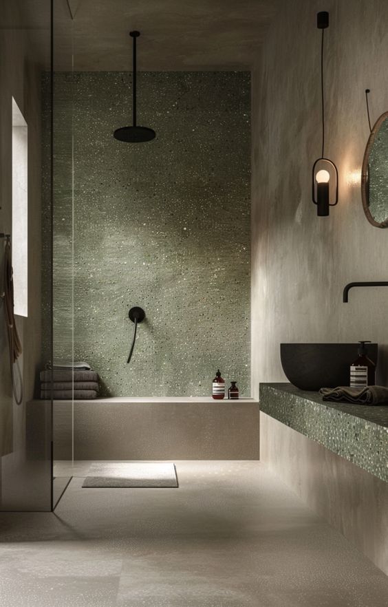 salle de bain en pierre naturelle verte